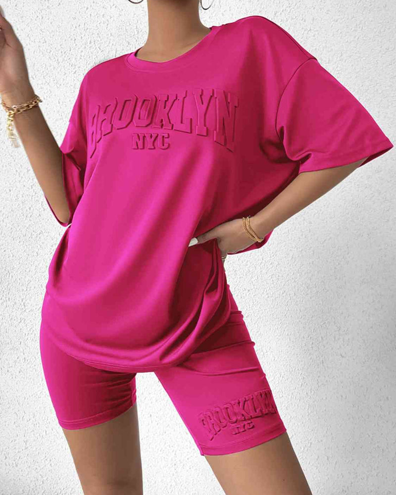 BEAUTIFUL I AM BROOKLYN NYC Graphic Top and Shorts Set