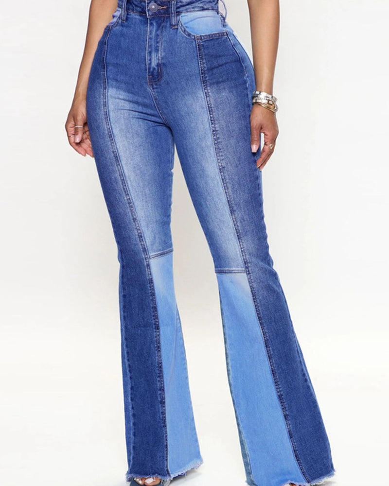 BEAUTIFUL I AM Wide Leg Raw Hem Jeans