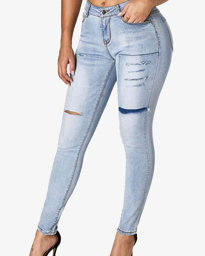 BEAUTIFUL I AM Acid Wash Ripped Skinny Jeans