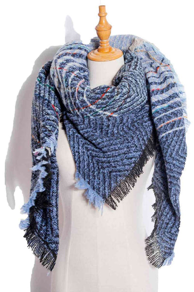 BEAUTIFUL I AM Plaid Raw Hem Polyester Scarf