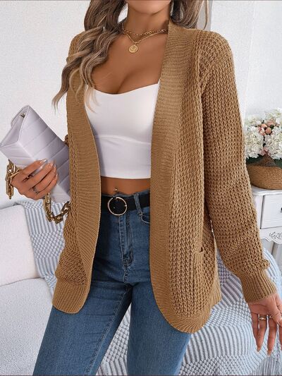 BEAUTIFUL I AM Open Front Long Sleeve Cardigan with Pockets