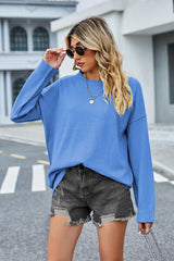 BEAUTIFUL I AM Round Neck Dropped Shoulder Sweater