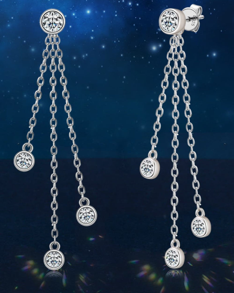 BEAUTIFUL I AM 1.2 Carat Moissanite Jewelry Layered Chain Earrings