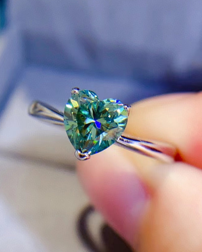 BEAUTIFUL I AM 1 Carat Moissanite Jewelry Heart 925 Sterling Silver Ring