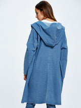 BEAUTIFUL I AM Button Up Dropped Shoulder Hooded Denim Top