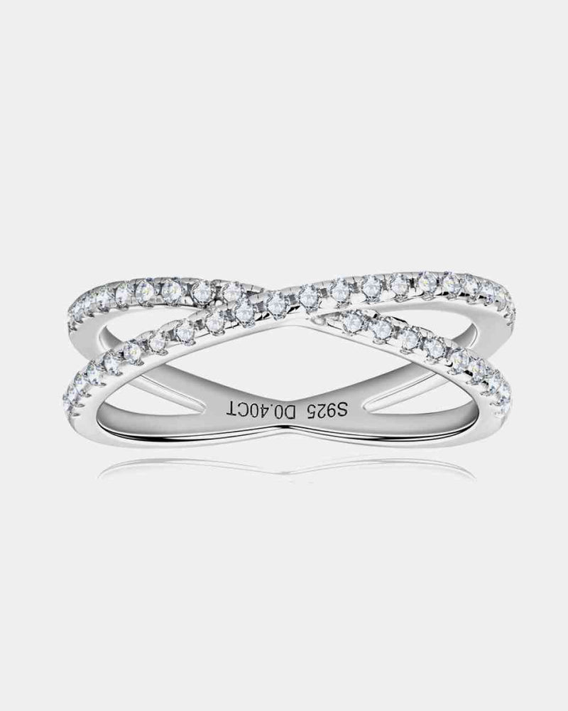 BEAUTIFUL I AM Moissanite Jewelry 925 Sterling Silver Crisscross Ring