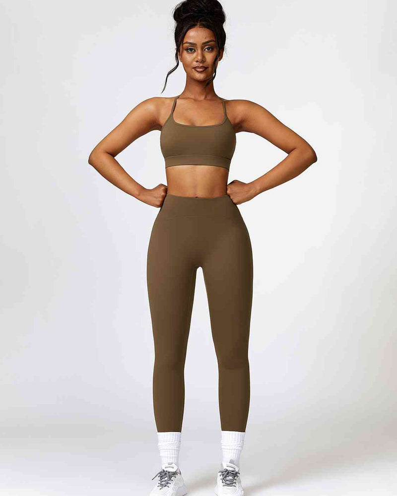 BEAUTIFUL I AM Sport Bra and Leggings Active Wear Set