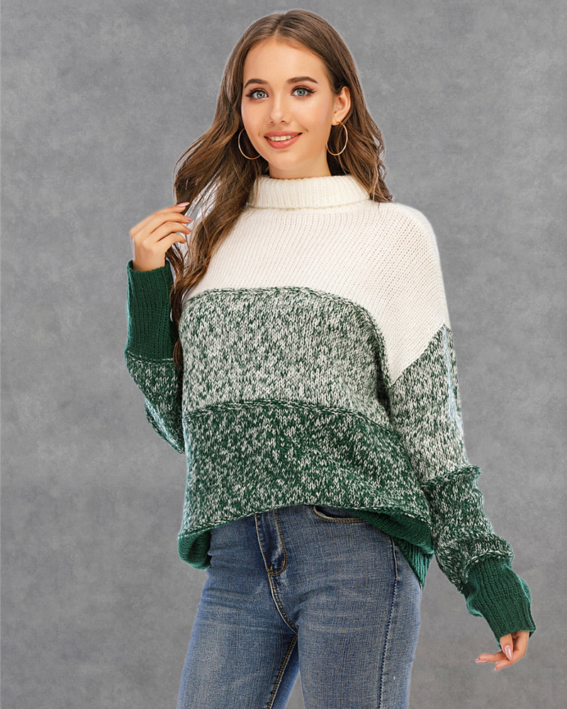 BEAUTIFUL I AM Color Block Turtleneck Sweater