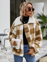 BEAUTIFUL I AM Plaid Zip-Up Collared Jacket