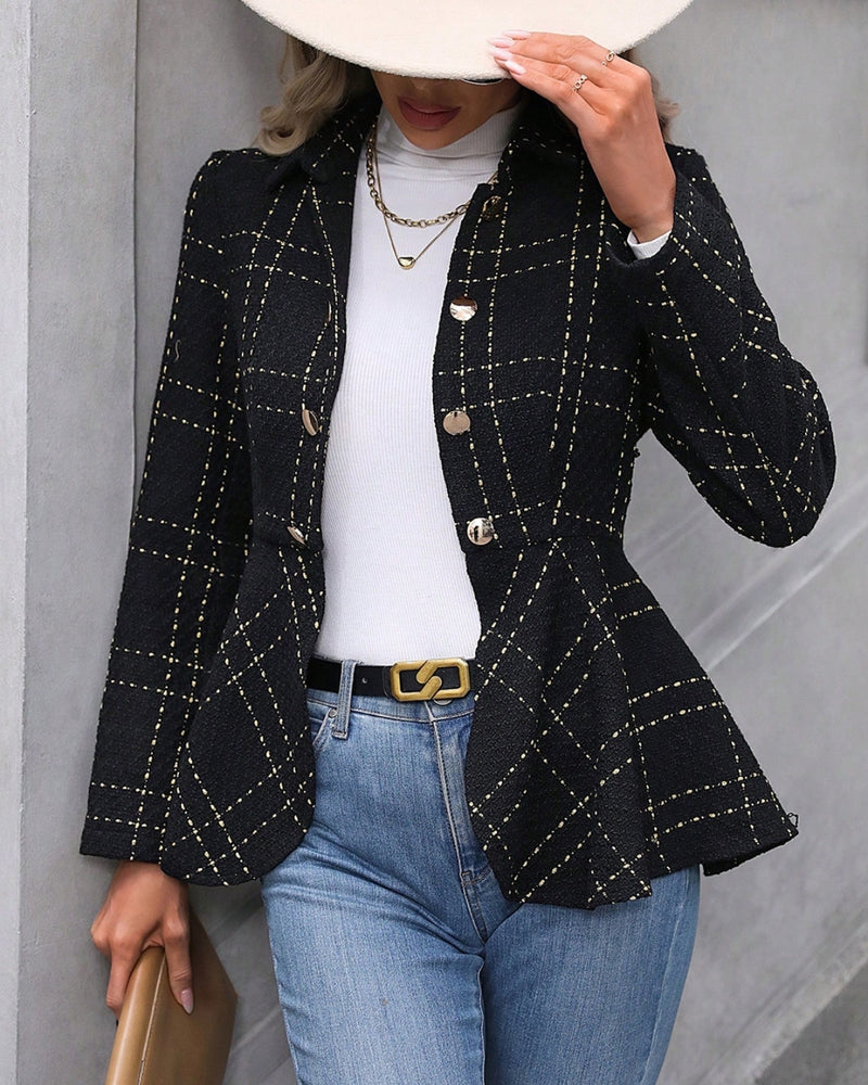 BEAUTIFUL I AM Ruffle Hem Collared Blazer Jacket