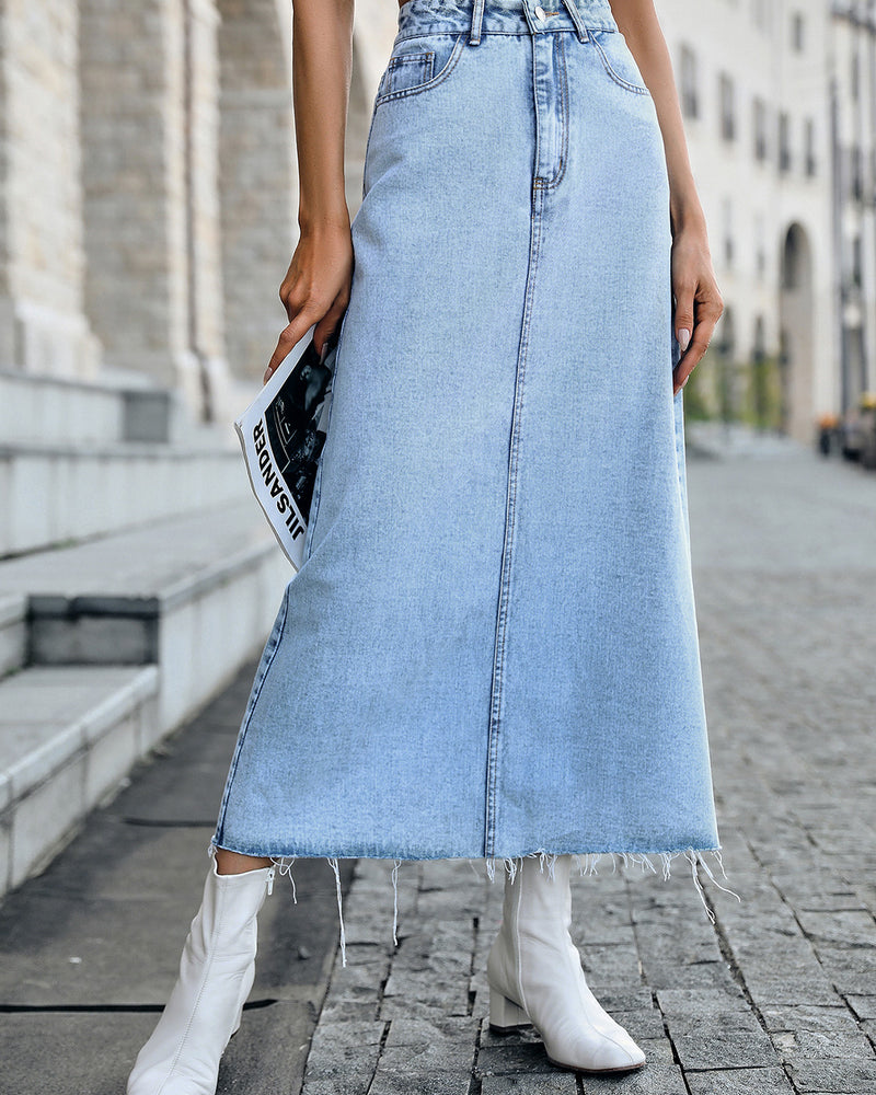 BEAUTIFUL I AM Raw Hem Denim Skirt Dress