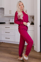 BEAUTIFUL I AM Round Neck Top and Drawstring Pants Lounge Set