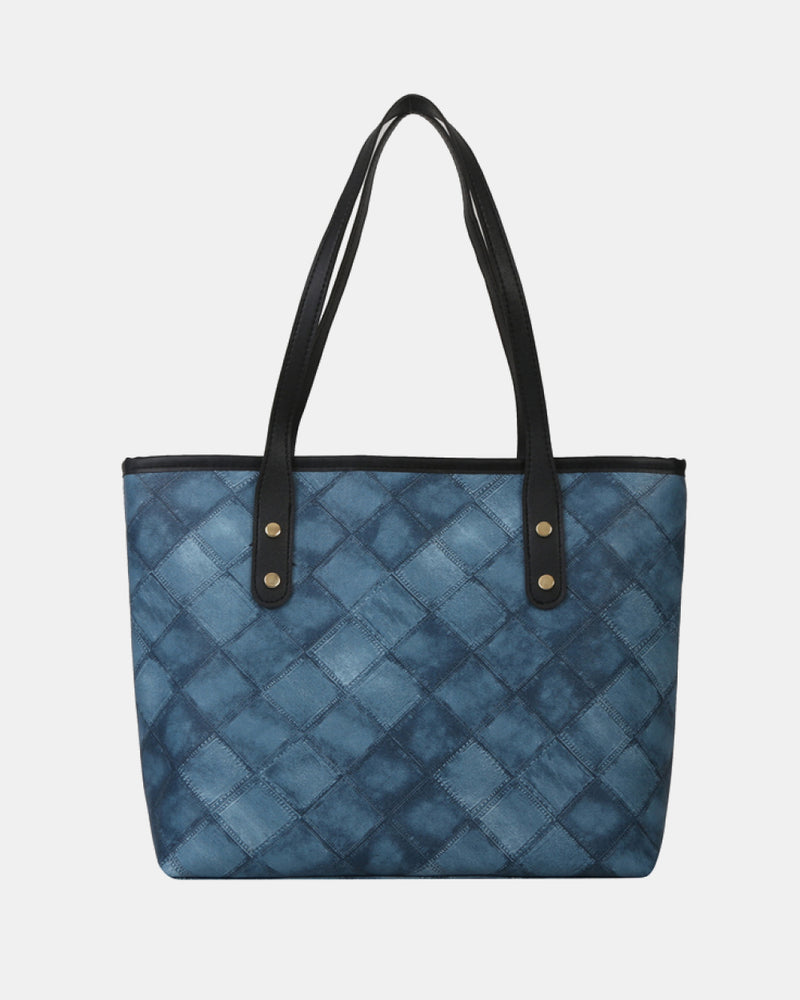 BEAUTIFUL I AM Plaid PU Leather Tote Bag