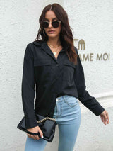 BEAUTIFUL I AM Collared Neck Buttoned Shirt with Pockets