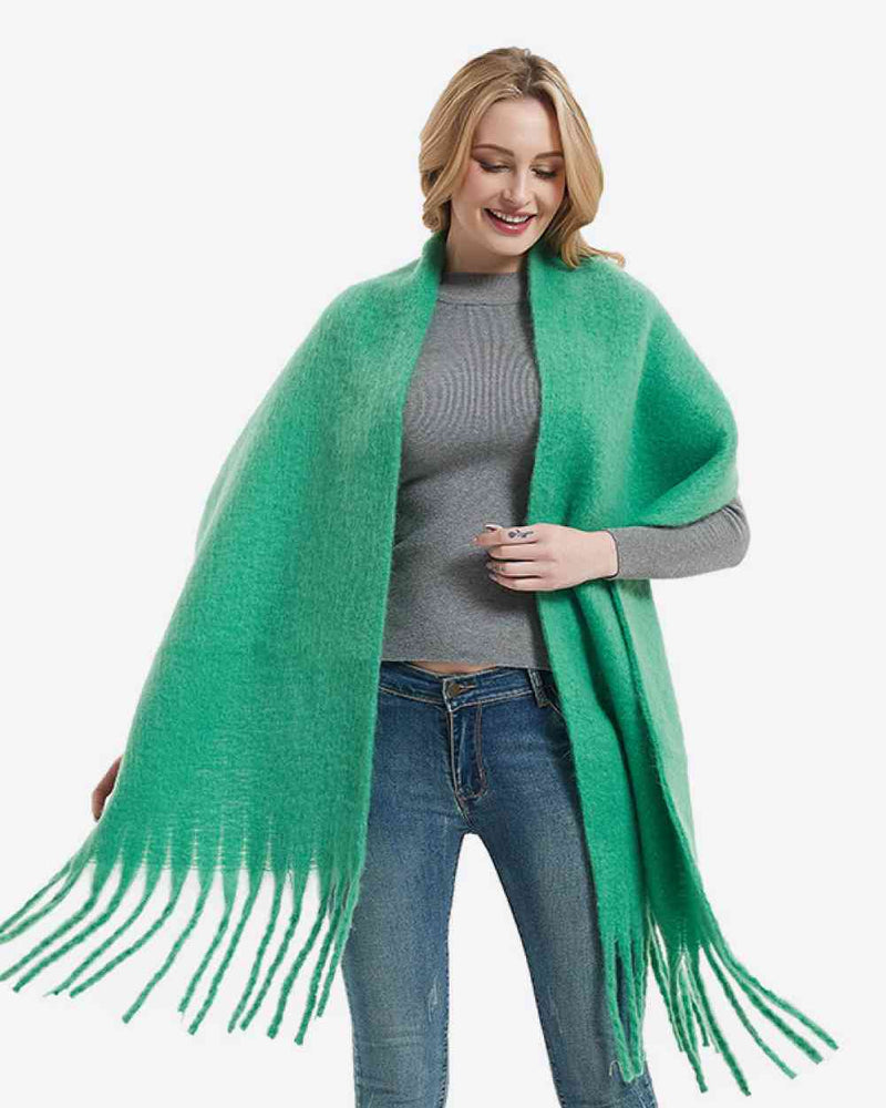 BEAUTIFUL I AM Fringe Detail Polyester Scarf