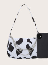 BEAUTIFUL I AM Cow Print Butterfly Charm Shoulder Bag