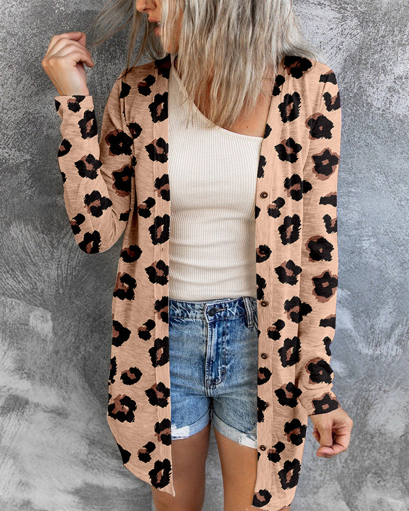 BEAUTIFUL I AM Printed Button Front Longline Cardigan
