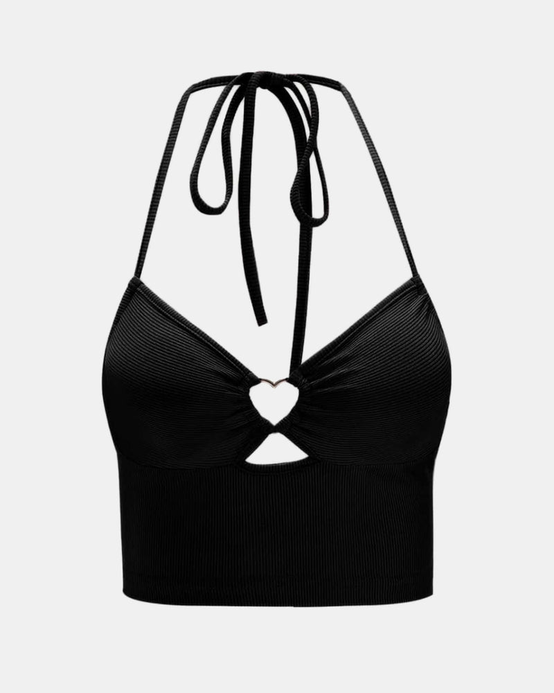 BEAUTIFUL I AM Cropped Cutout Halter Neck Cami Shirt