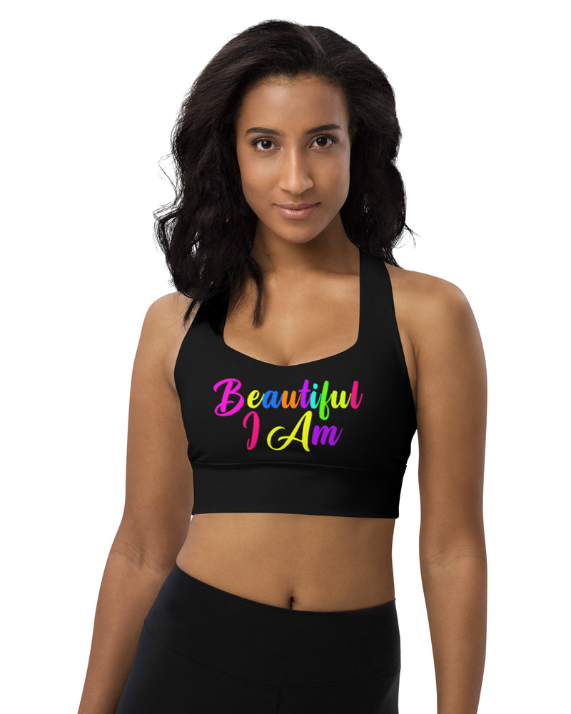 BEAUTIFUL I AM Womens Longline Sports Bra