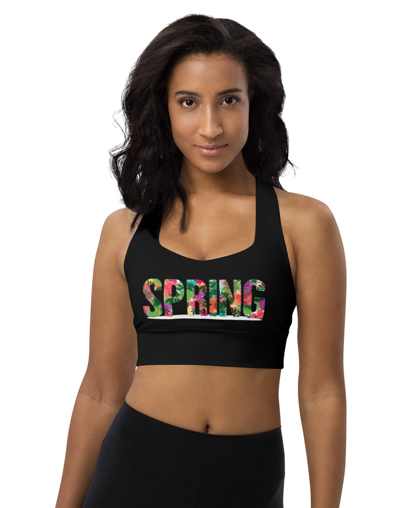 BEAUTIFUL I AM SPRING BLACK Longline Sports Bra