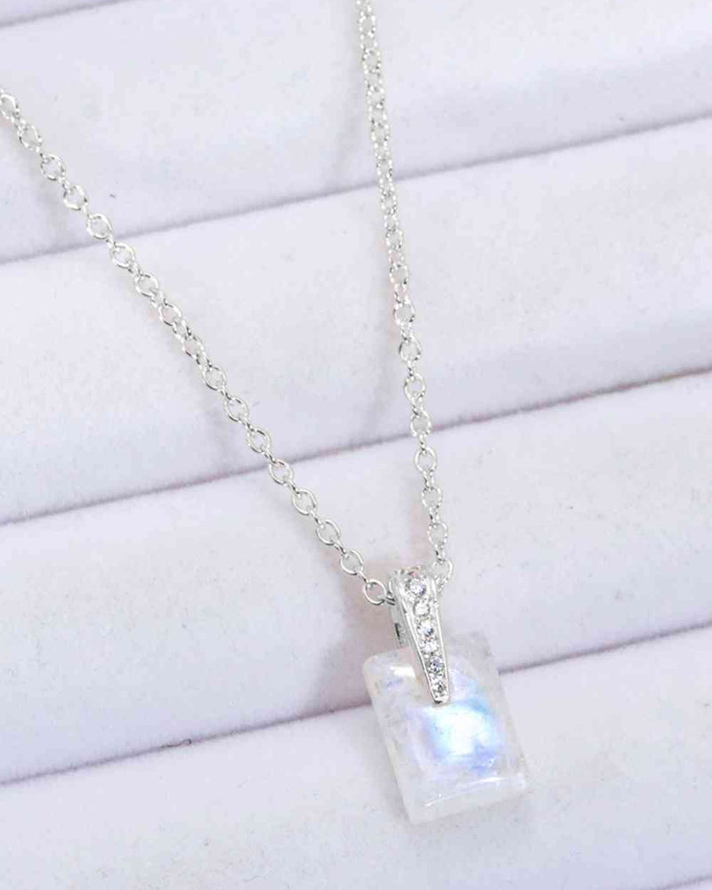 BEAUTIFUL I AM 925 Sterling Silver Jewelry Natural Moonstone Pendant Necklace