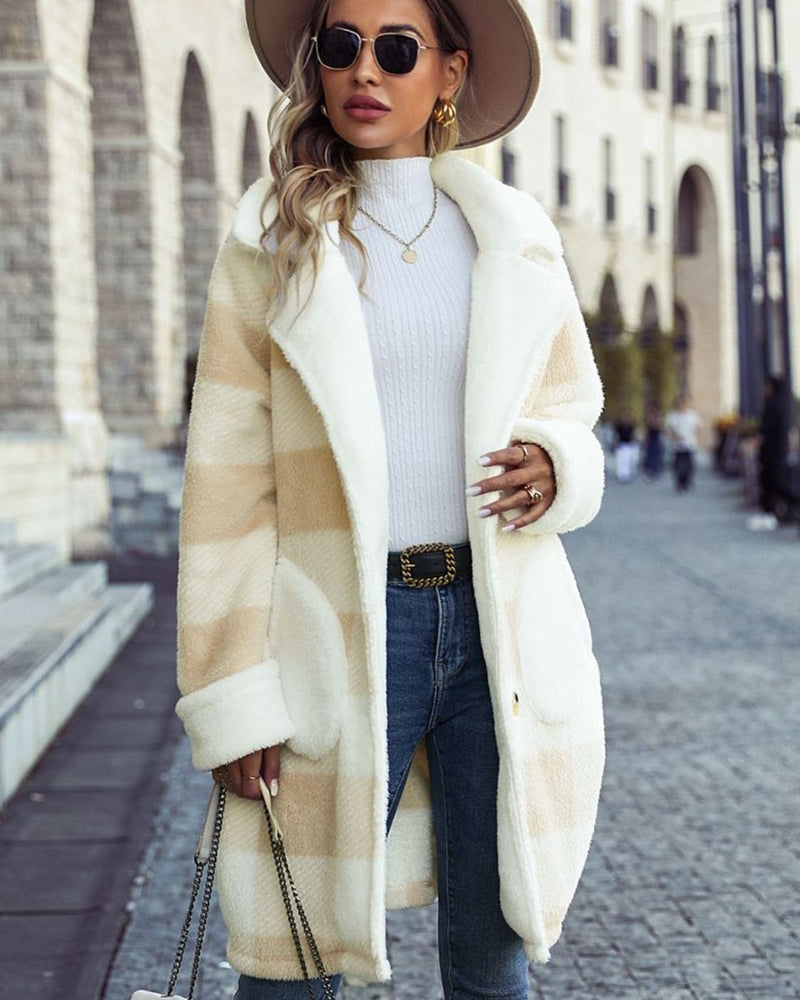 BEAUTIFUL I AM Plaid Button Down Coat Jacket with Pockets