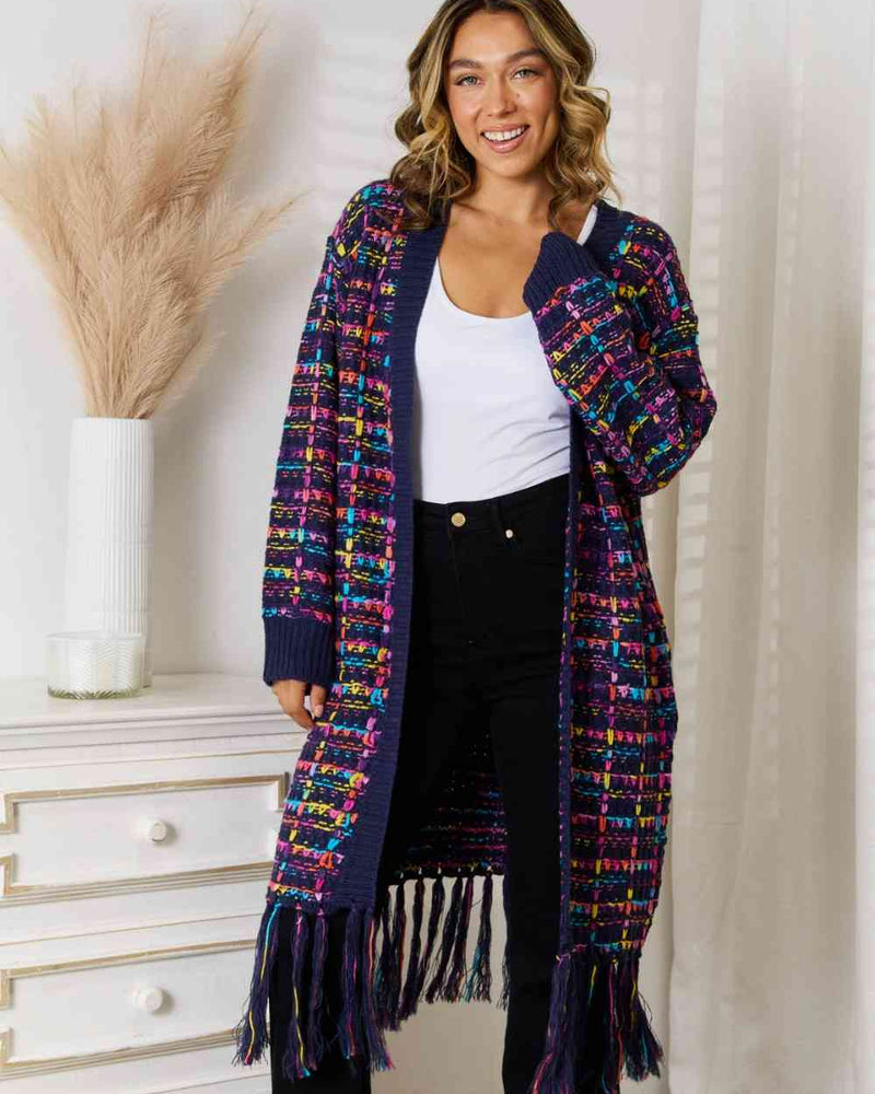 BEAUTIFUL I AM Fringe Hem Open Front Cardigan