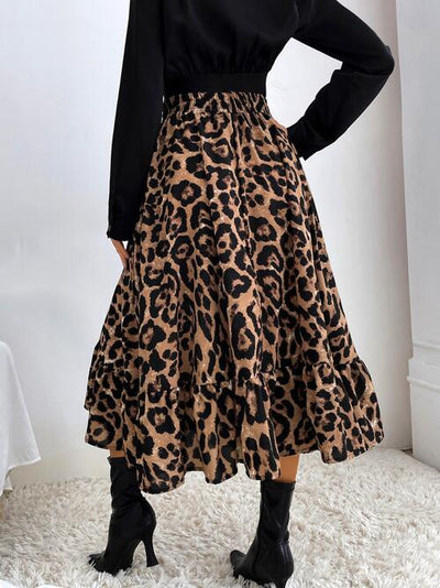 BEAUTIFUL I AM Printed Ruffle Hem Midi Skirt Dress