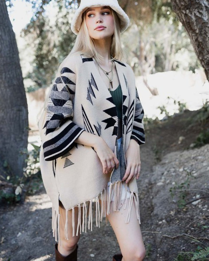 BEAUTIFUL I AM Leto Muir Woods Geometric Print Cardigan