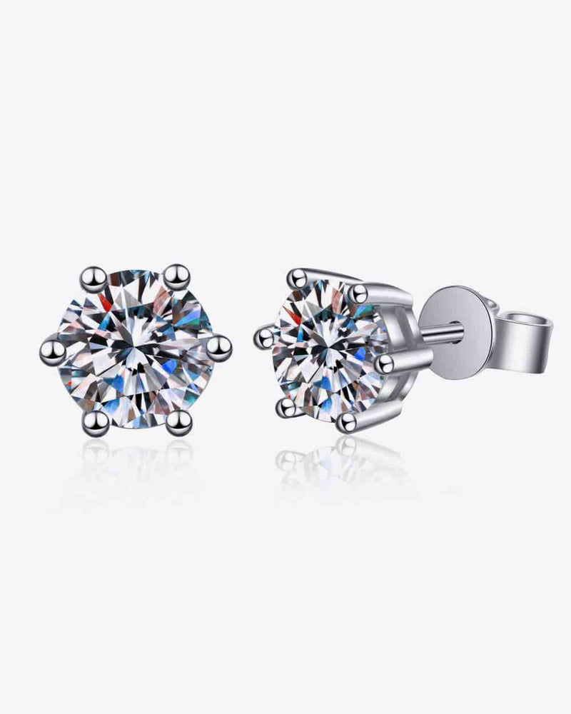 BEAUTIFUL I AM 925 Sterling Silver 6-Prong 2 Carat Moissanite Jewelry Stud Earrings