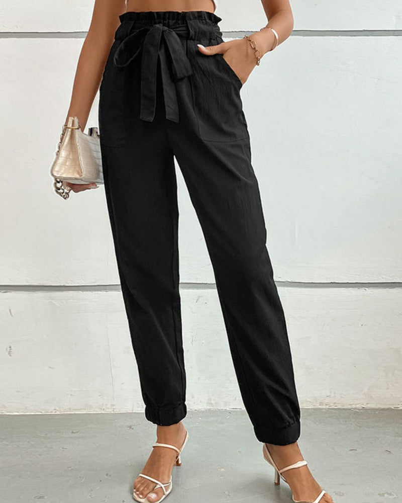 BEAUTIFUL I AM Tie Front Long Pants