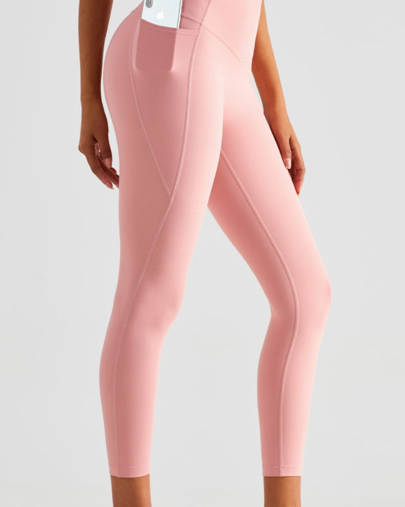 BEAUTIFUL I AM Wide Waistband Sports Leggings with Pockets Active Wear