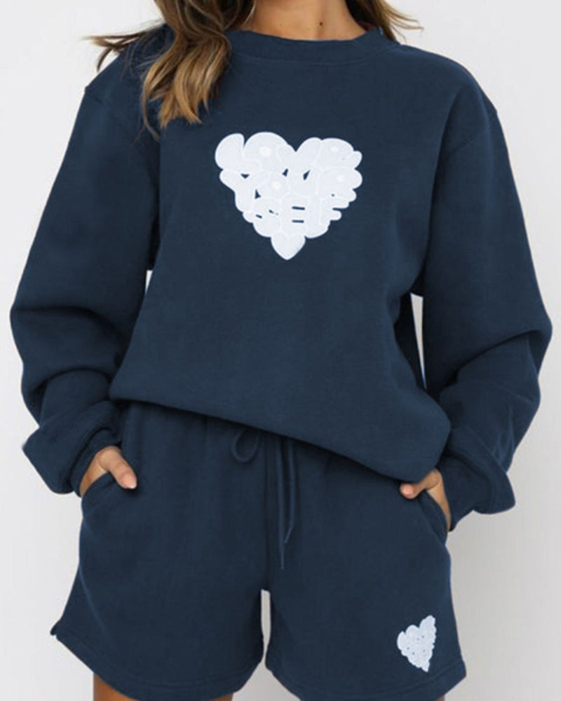BEAUTIFUL I AM Graphic Sweatshirt and Shorts Set with Pockets