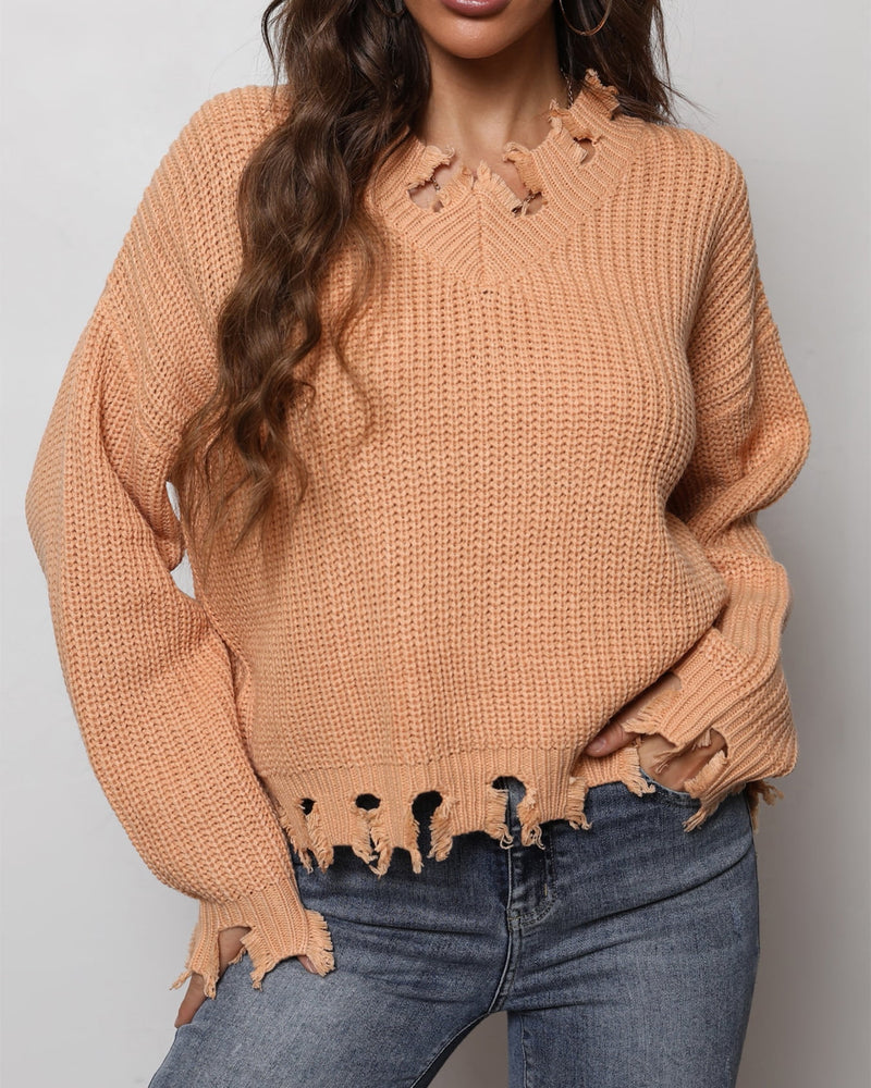 BEAUTIFUL I AM Waffle-Knit Dropped Shoulder Blouse Shirt