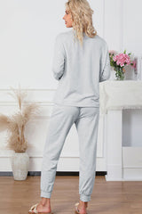 BEAUTIFUL I AM Round Neck Top and Drawstring Pants Lounge Set