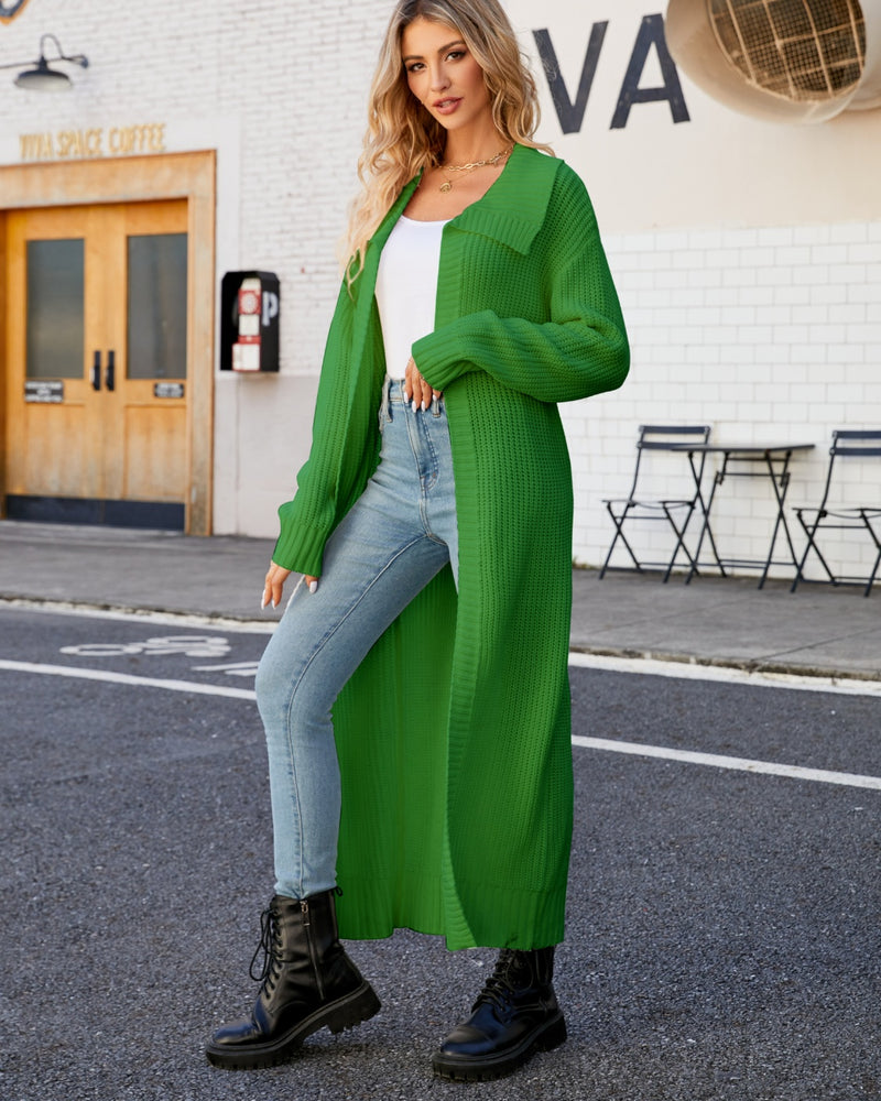 BEAUTIFUL I AM Full Size Collared Open Front Duster Cardigan