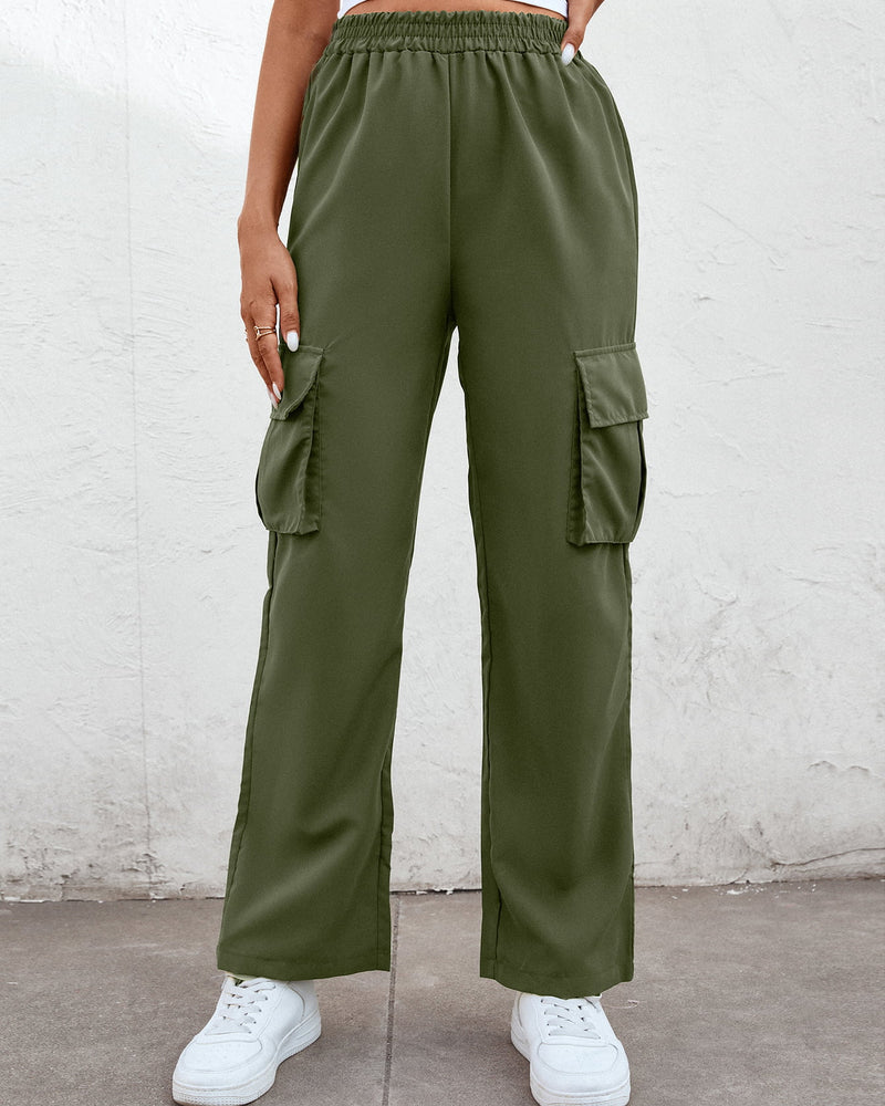 BEAUTIFUL I AM Elastic Waist Straight Leg Cargo Pants