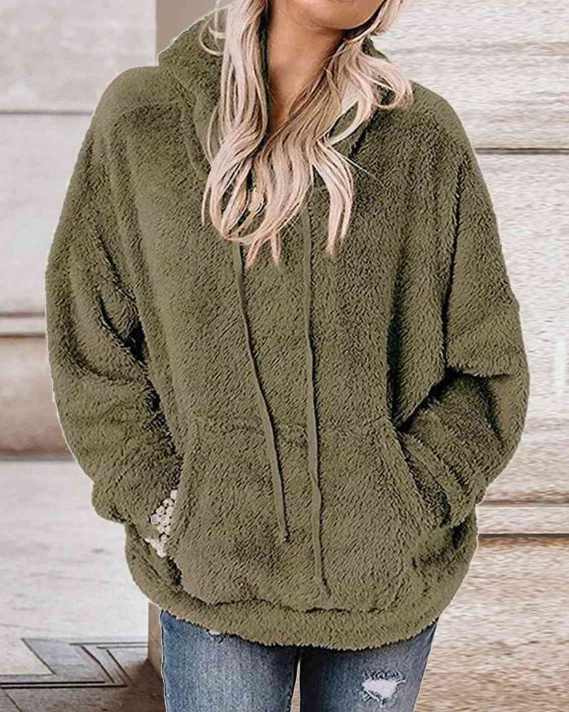 BEAUTIFUL I AM Drawstring Teddy Hoodie with Pocket