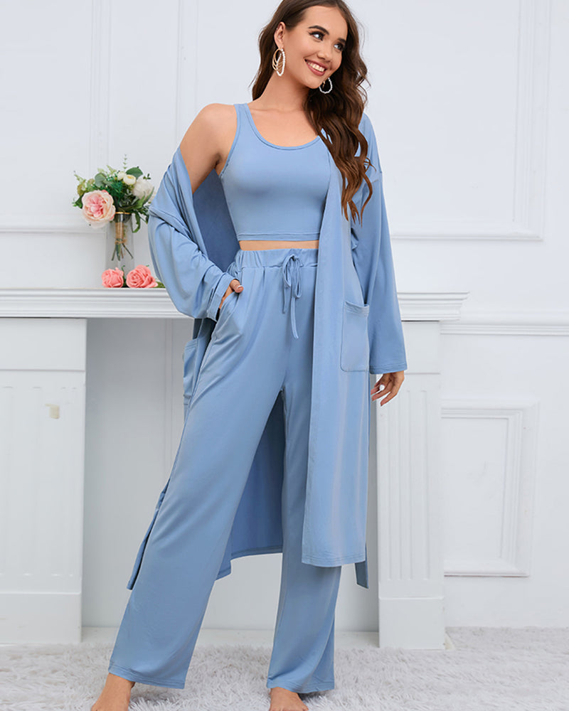 BEAUTIFUL I AM Tank, Cardigan, and Pants Set