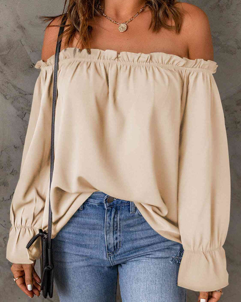 BEAUTIFUL I AM Off-Shoulder Flounce Sleeve Blouse Shirt