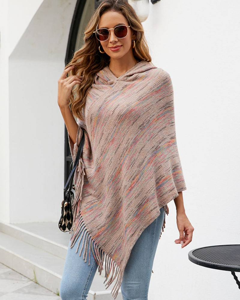 BEAUTIFUL I AM Fringe Hem Hooded Poncho