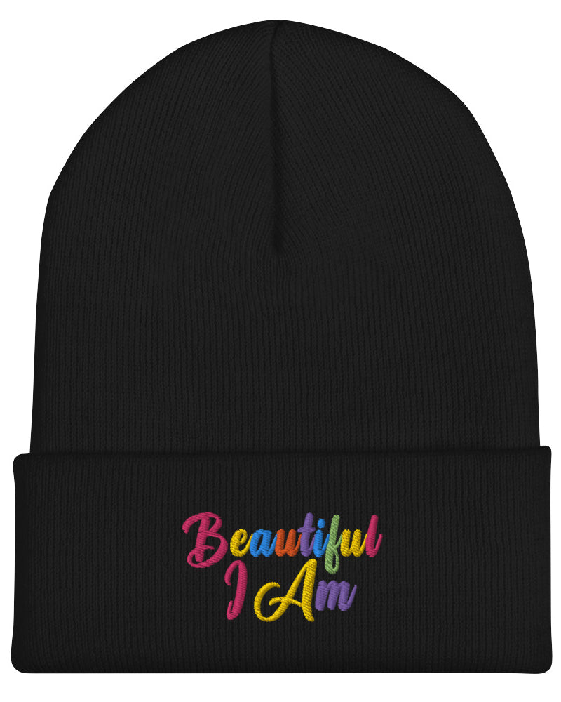 BEAUTIFUL I AM Cuffed Beanie Hat
