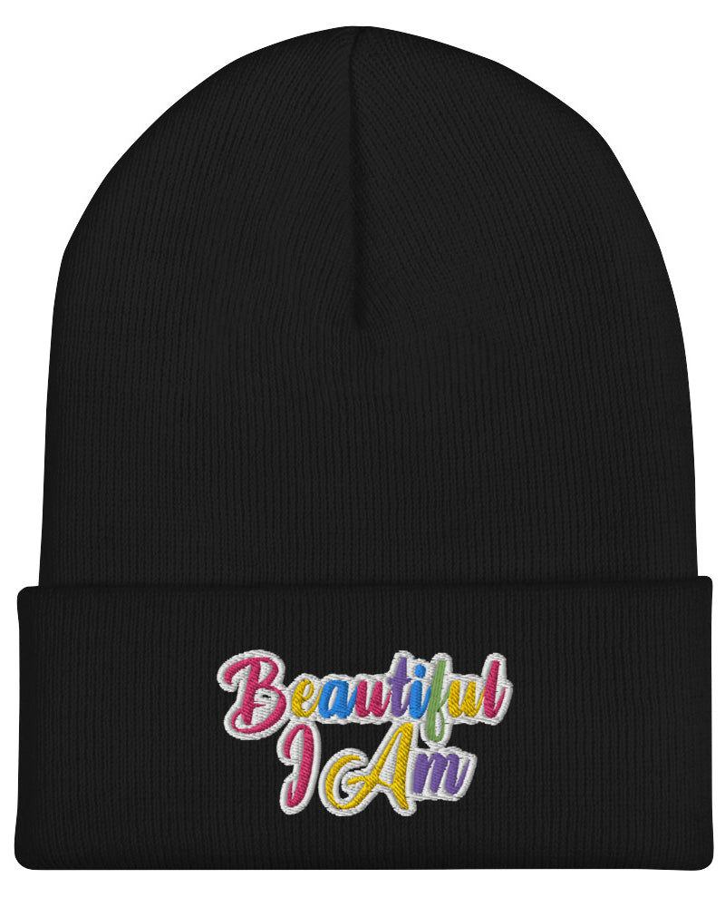 BEAUTIFUL I AM Cuffed Beanie Hat