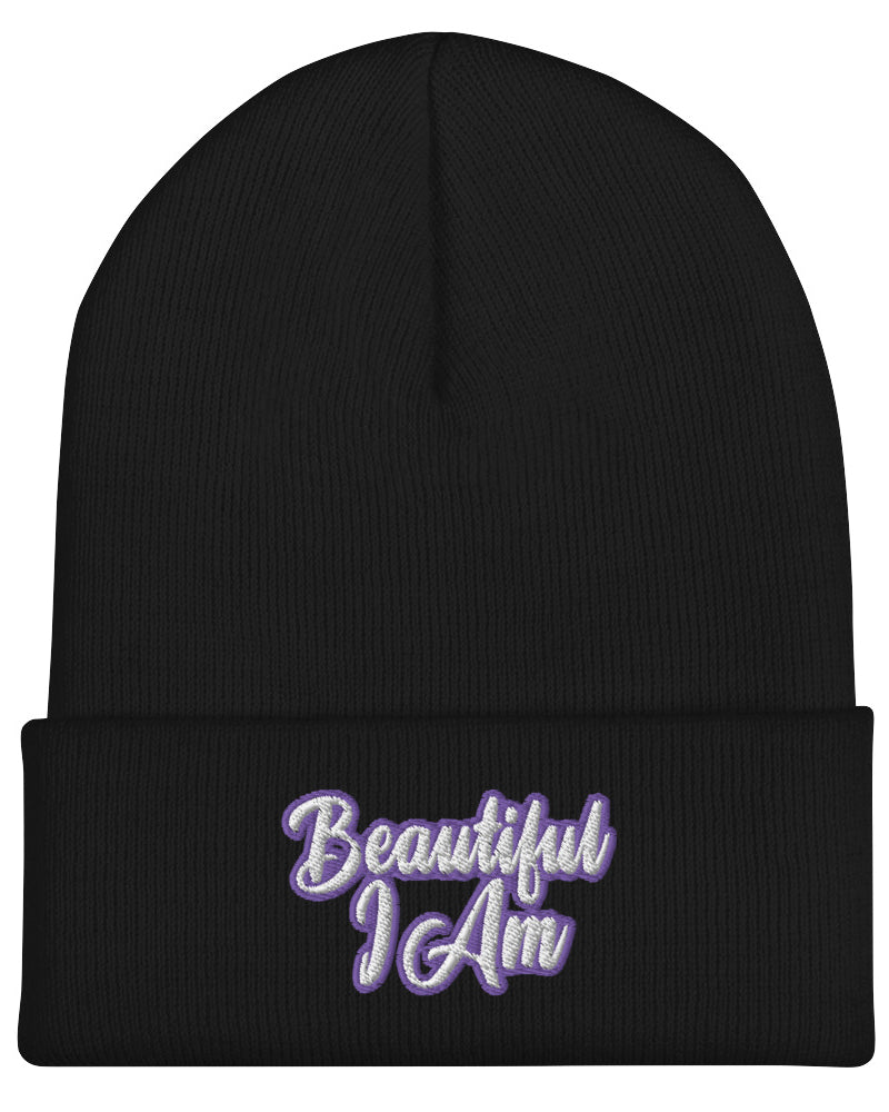 BEAUTIFUL I AM PURPLE Cuffed Beanie Hat