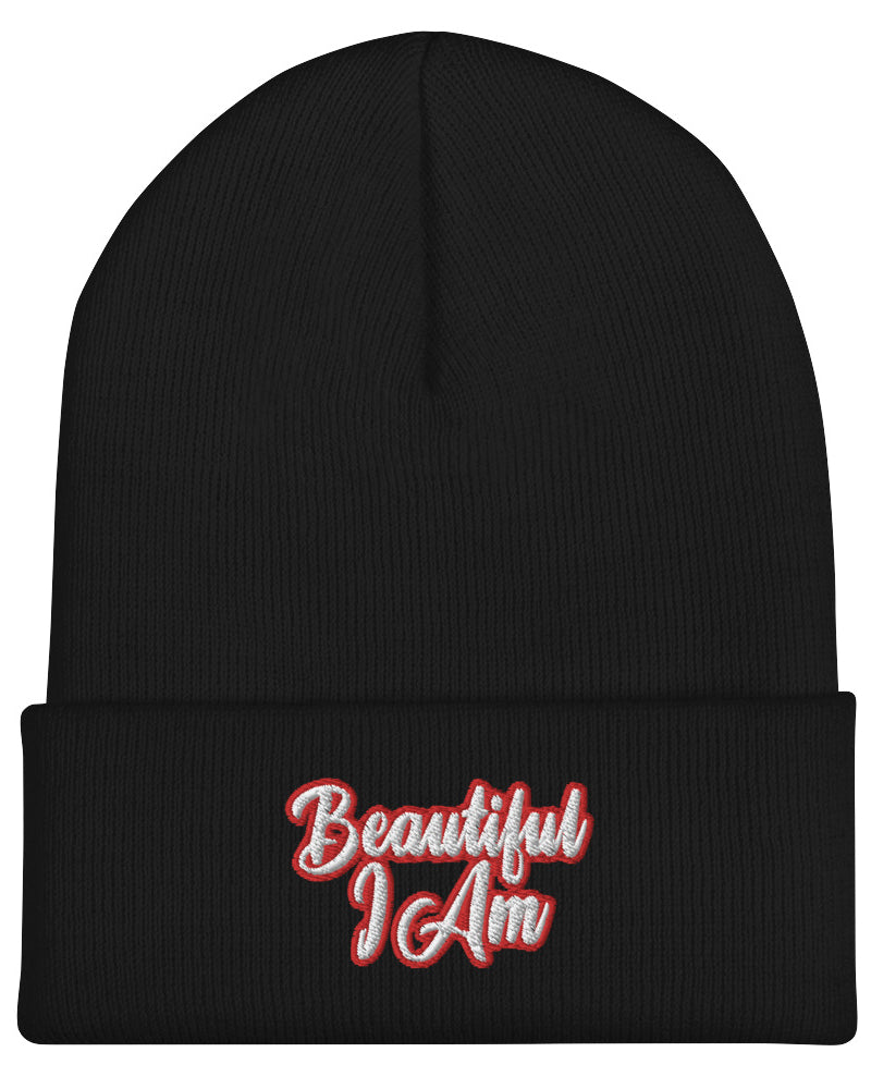 BEAUTIFUL I AM RED Cuffed Beanie Hat