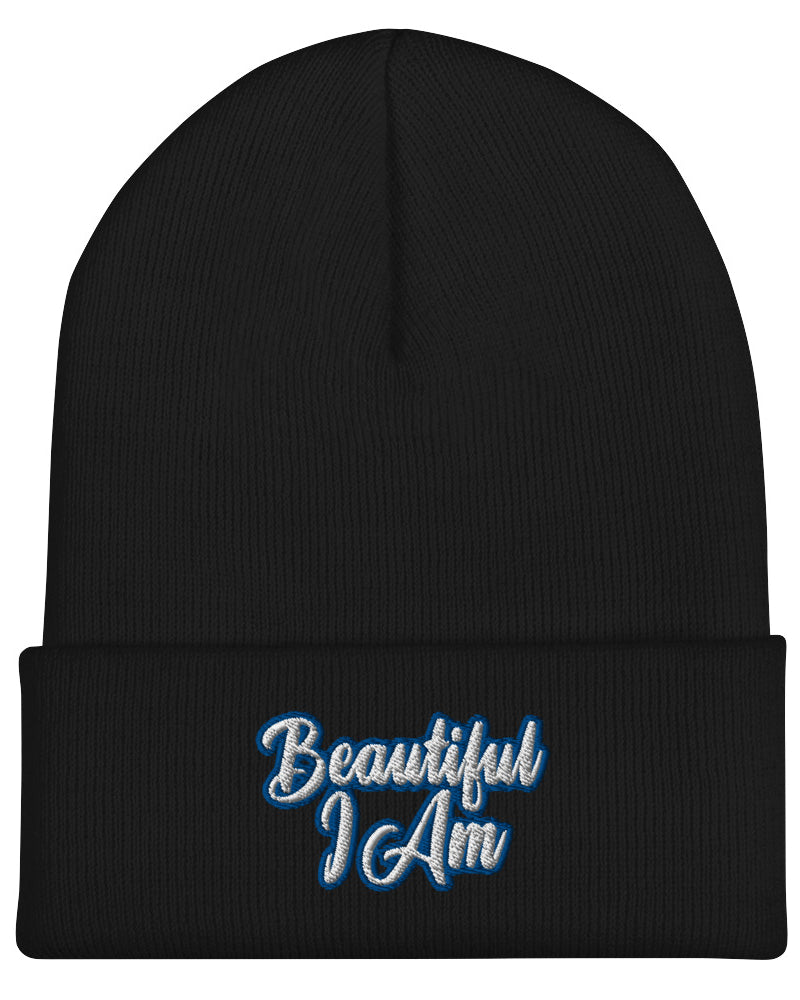 BEAUTIFUL I AM BLUE Cuffed Beanie Hat
