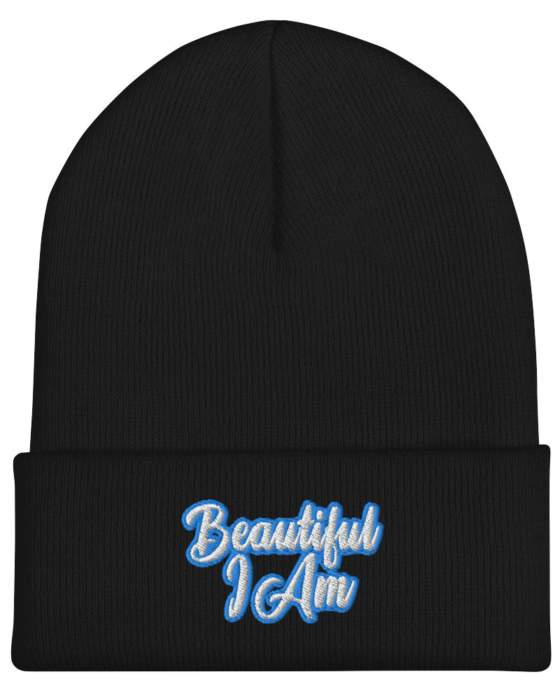 BEAUTIFUL I AM SKY BLUE Cuffed Beanie Hat