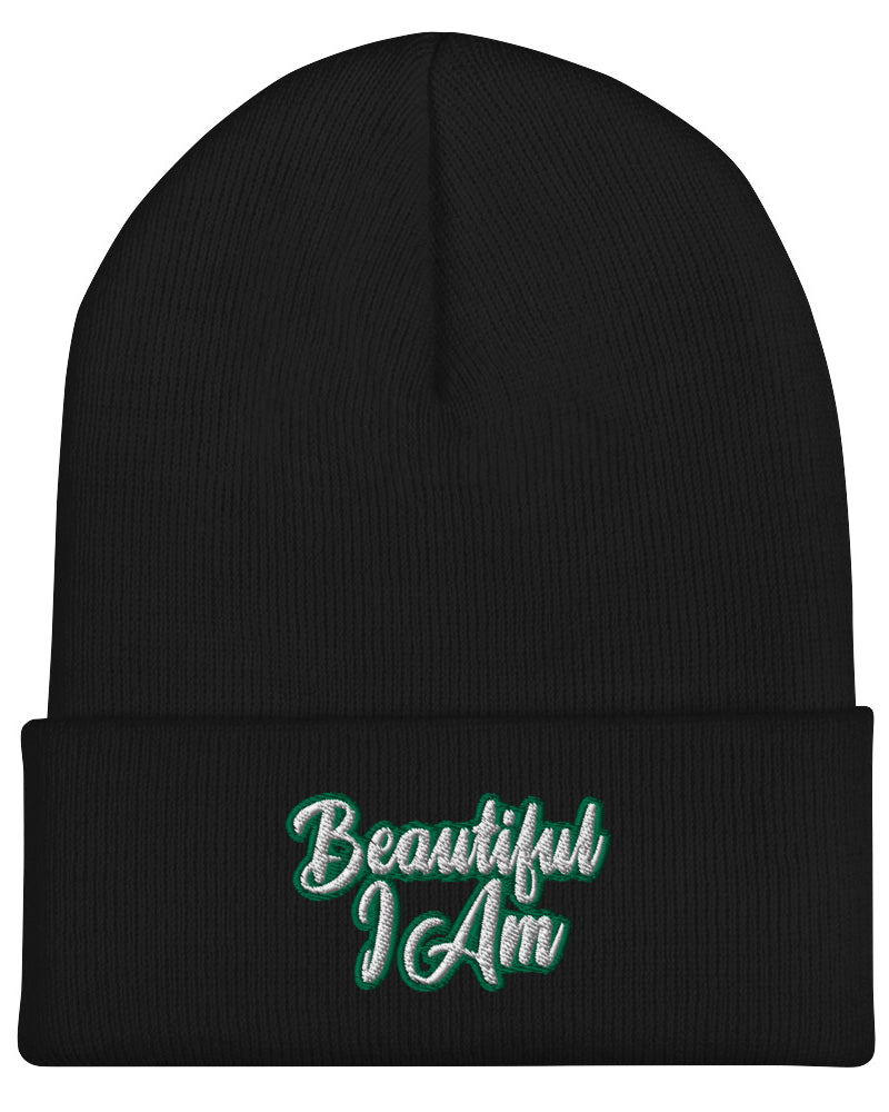 BEAUTIFUL I AM GREEN Cuffed Beanie Hat