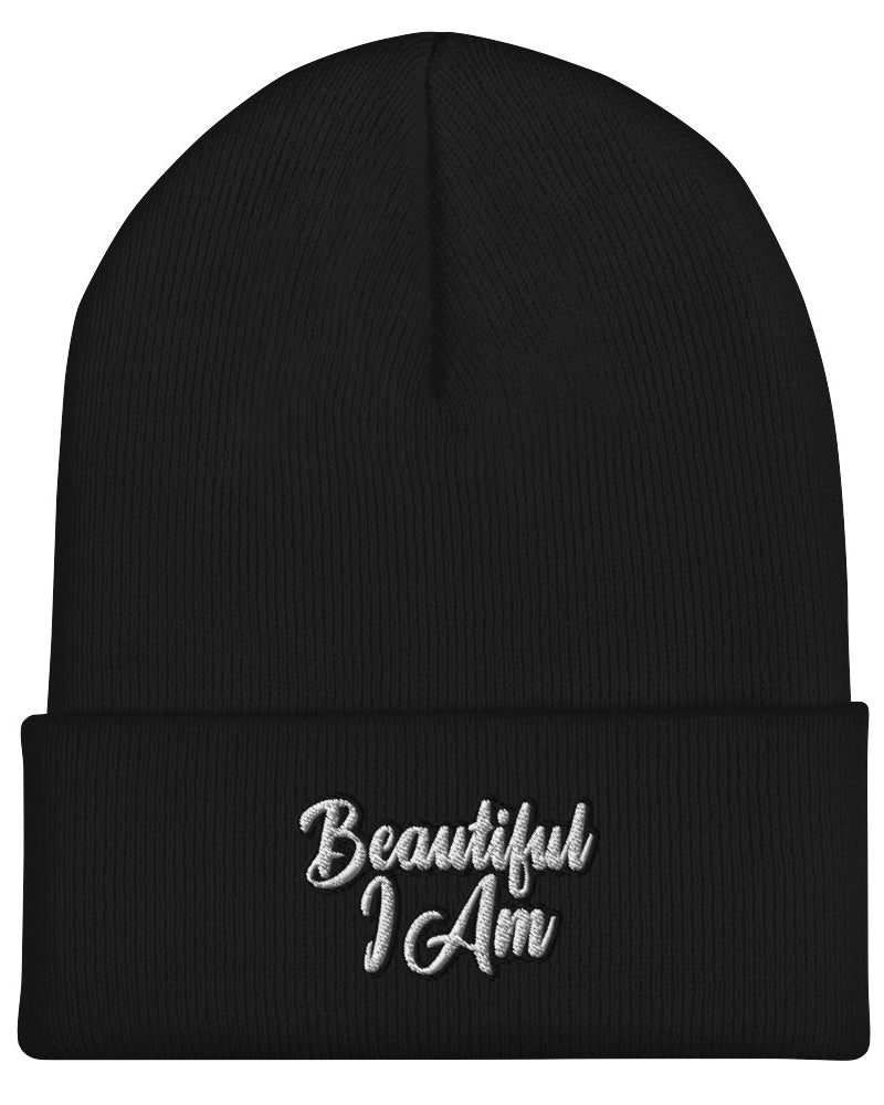 BEAUTIFUL I AM BLACK Cuffed Beanie Hat