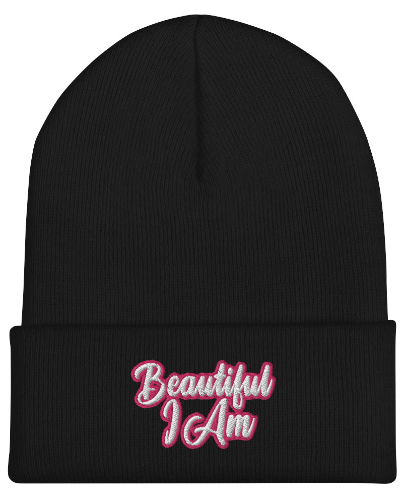 BEAUTIFUL I AM PINK Cuffed Beanie Hat